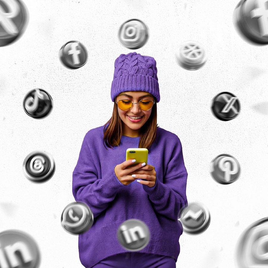 Person checking social media growth across Instagram, TikTok, Facebook and other platforms